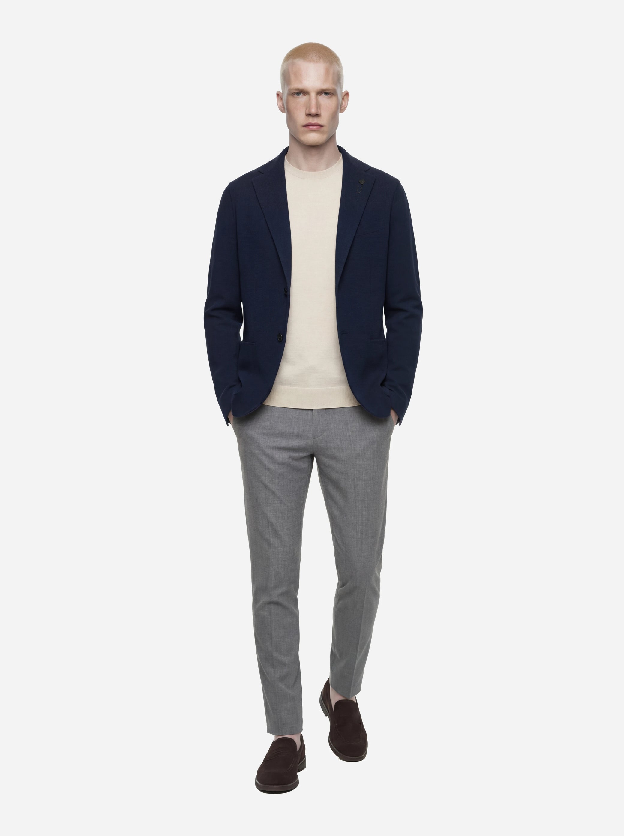 Maglia girocollo manica corta in cotone beige