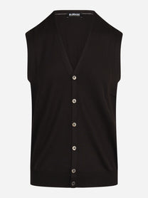Gilet cardigan in lana vergine marrone - vista frontale
