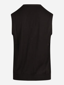 Gilet cardigan in lana vergine marrone - vista posteriore