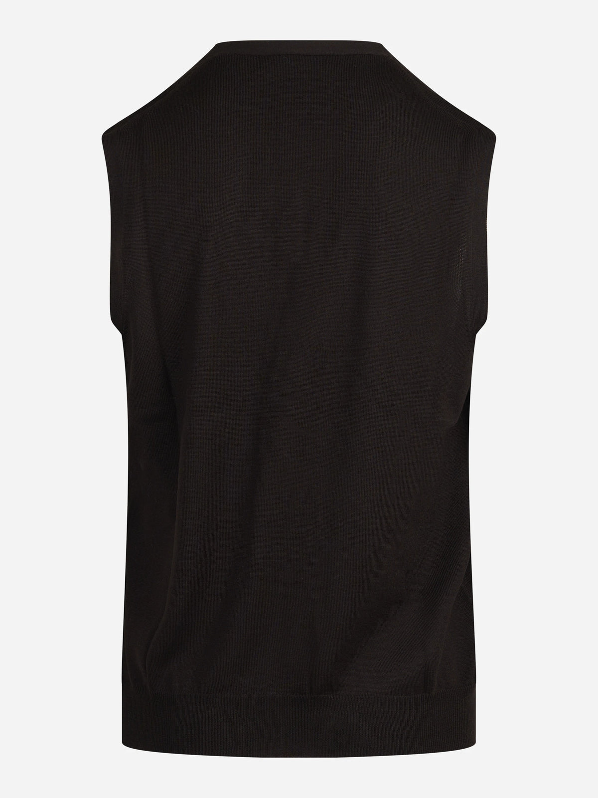 Gilet cardigan in lana vergine marrone - vista posteriore