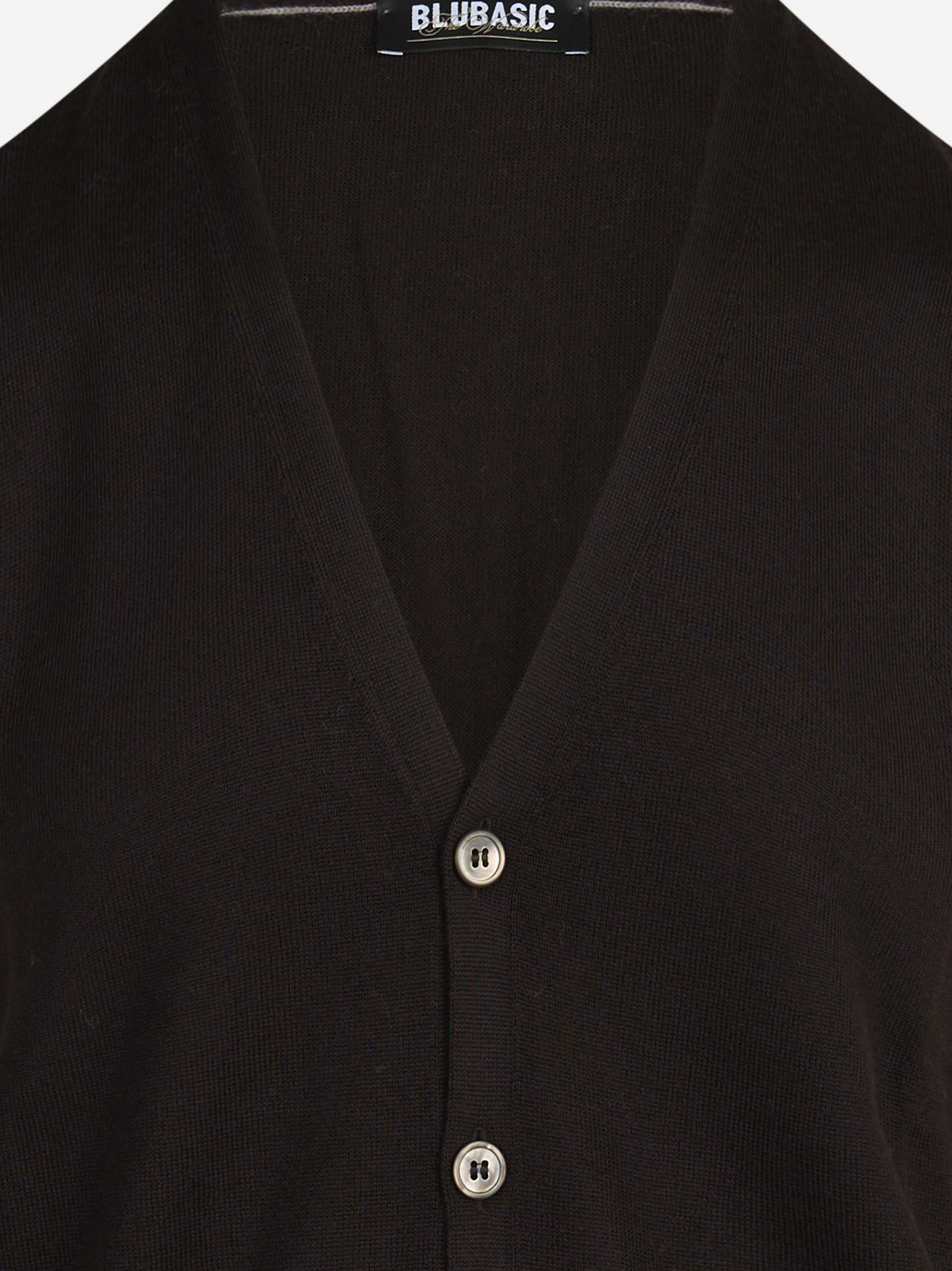 Gilet cardigan in lana vergine marrone - dettaglio del prodotto