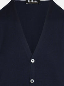 Gilet cardigan in lana vergine blu - dettaglio del prodotto