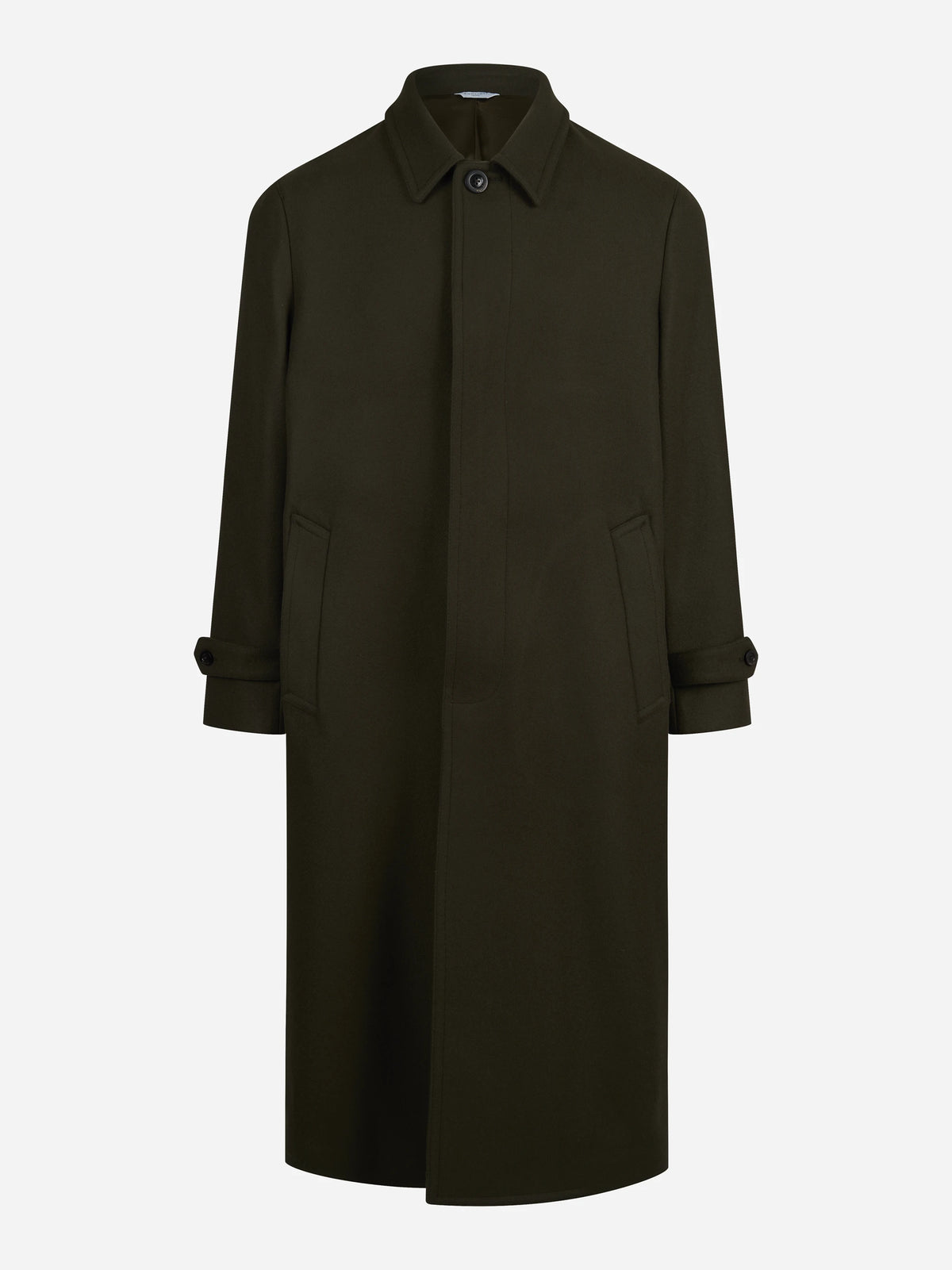 Cappotto Boglioli in lana verde - dettaglio del tessuto