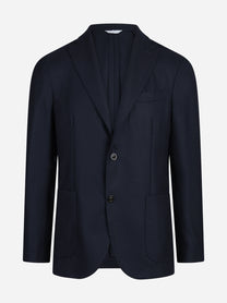 Blazer monopetto in lana vergine blu - vista frontale