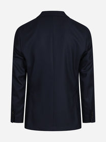 Blazer monopetto in lana vergine blu - vista posteriore