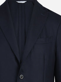 Blazer monopetto in lana vergine blu - dettaglio del prodotto