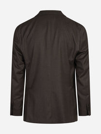 Blazer monopetto in lana e seta marrone - vista posteriore