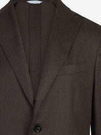 Blazer monopetto in lana e seta marrone - dettaglio del prodotto