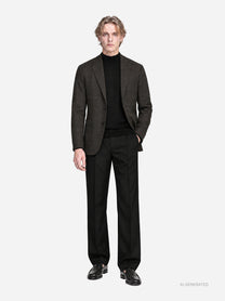 Giacca monopetto a quadri marrone - indossato, look completo