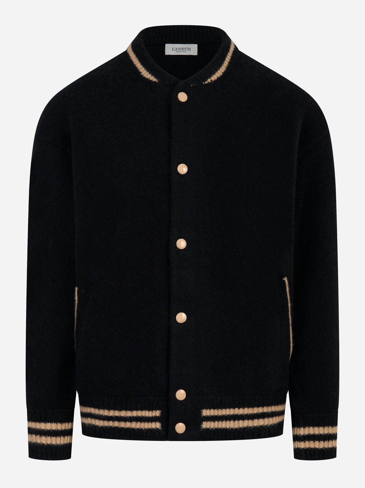 Bomber LANEUS in cashmere e seta nero - fronte