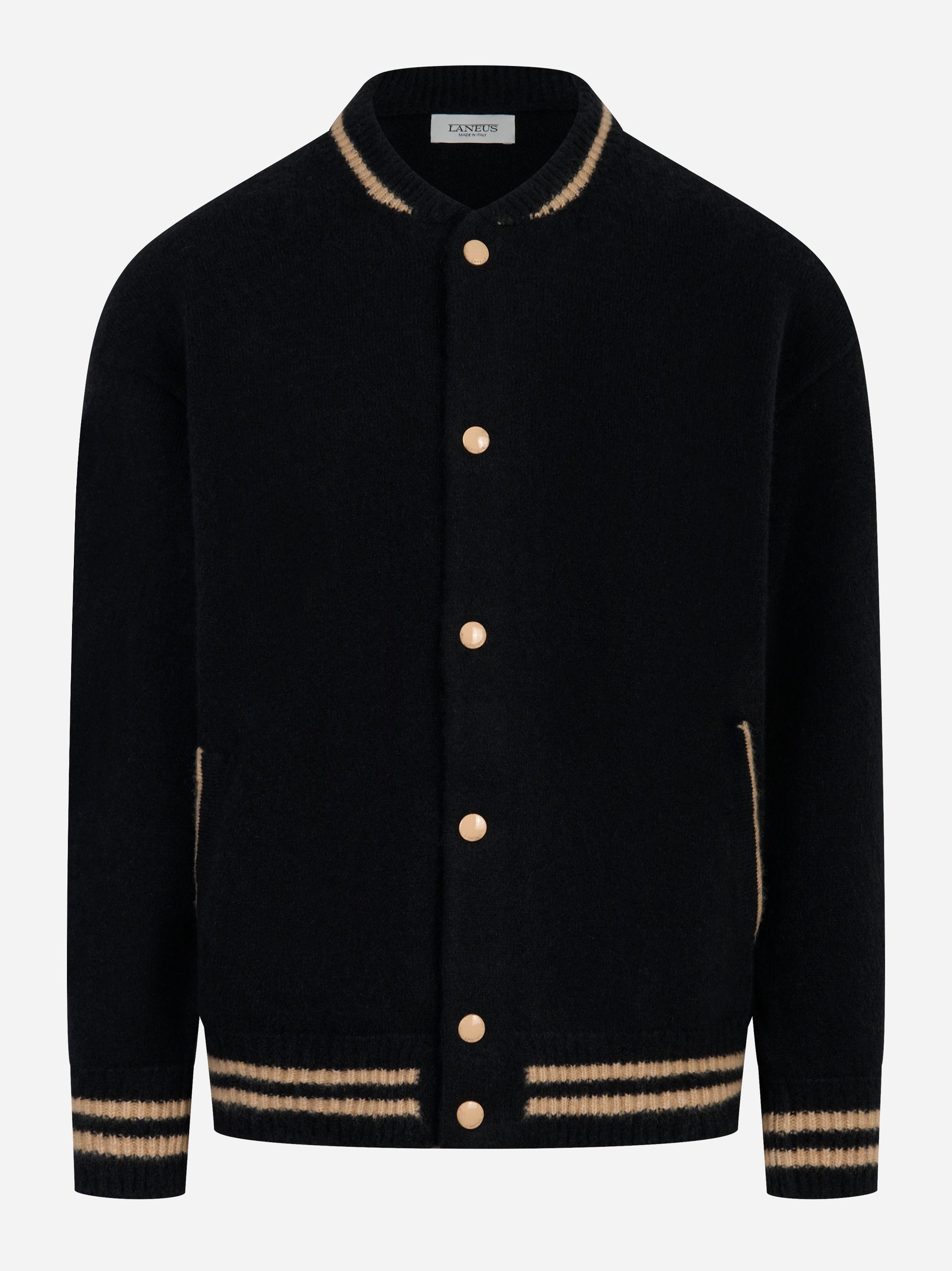 Bomber LANEUS in cashmere e seta nero - fronte