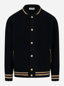 Bomber LANEUS in cashmere e seta nero - fronte