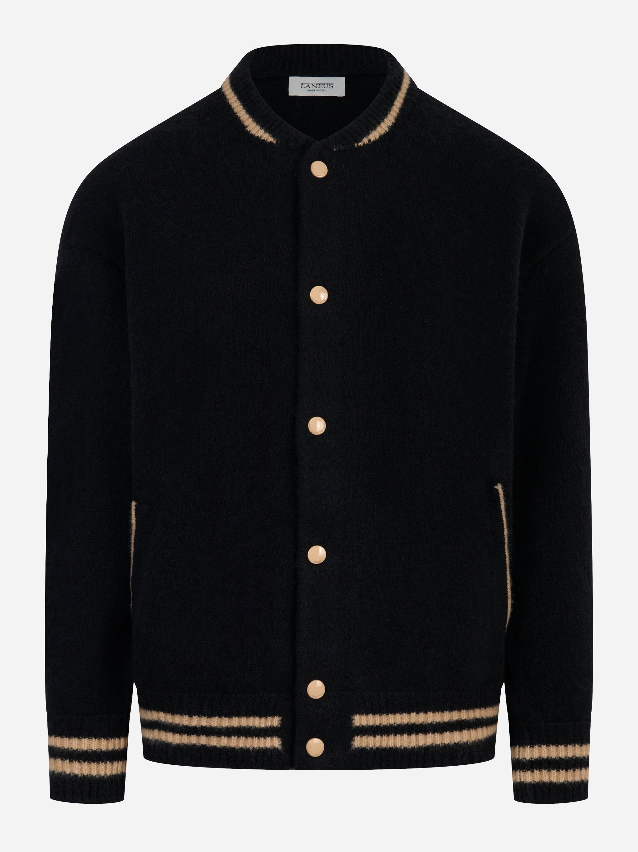 Bomber LANEUS in cashmere e seta nero - fronte