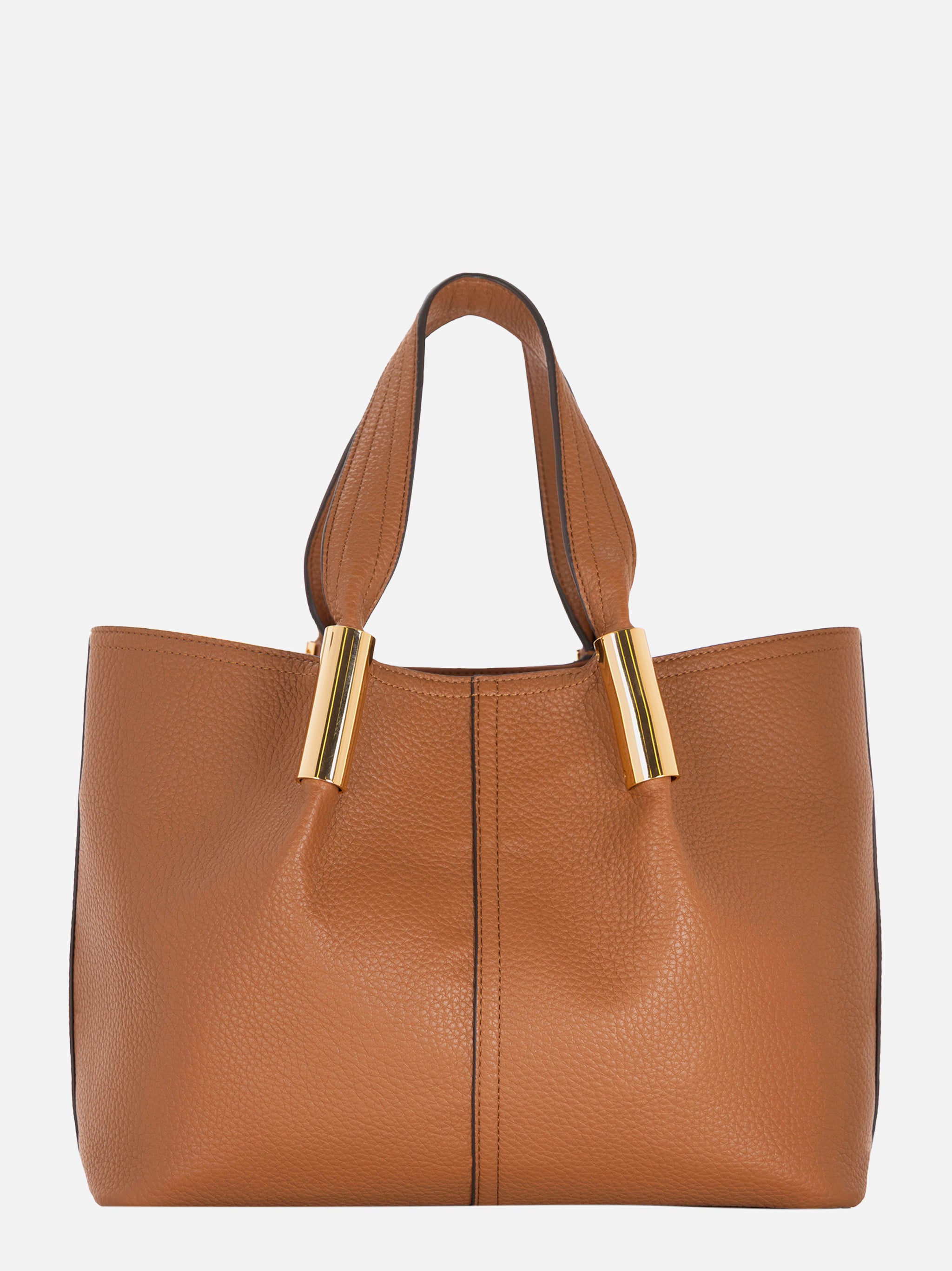 Borsa tote media color caramello Elisabetta Franchi con dettagli dorati - retro