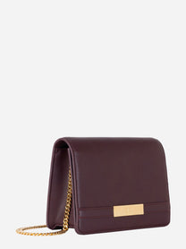 Vista laterale della borsa tracolla bordeaux Elisabetta Franchi
