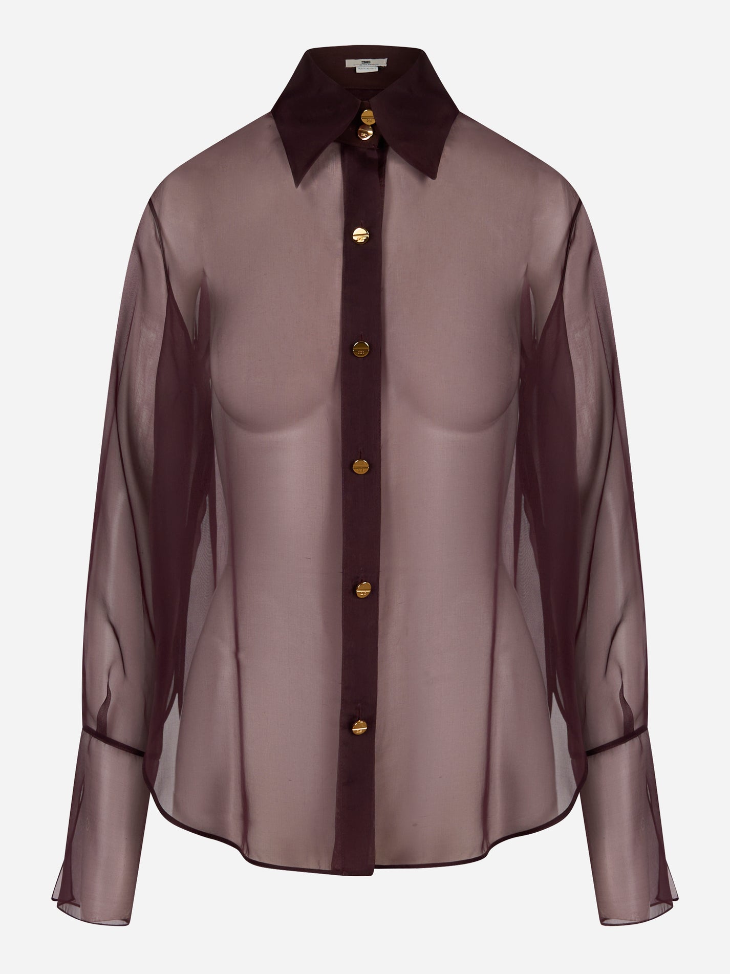 Camicia in organza Elisabetta Franchi color bordeaux con bottoni dorati