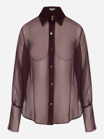Camicia in organza Elisabetta Franchi color bordeaux con bottoni dorati