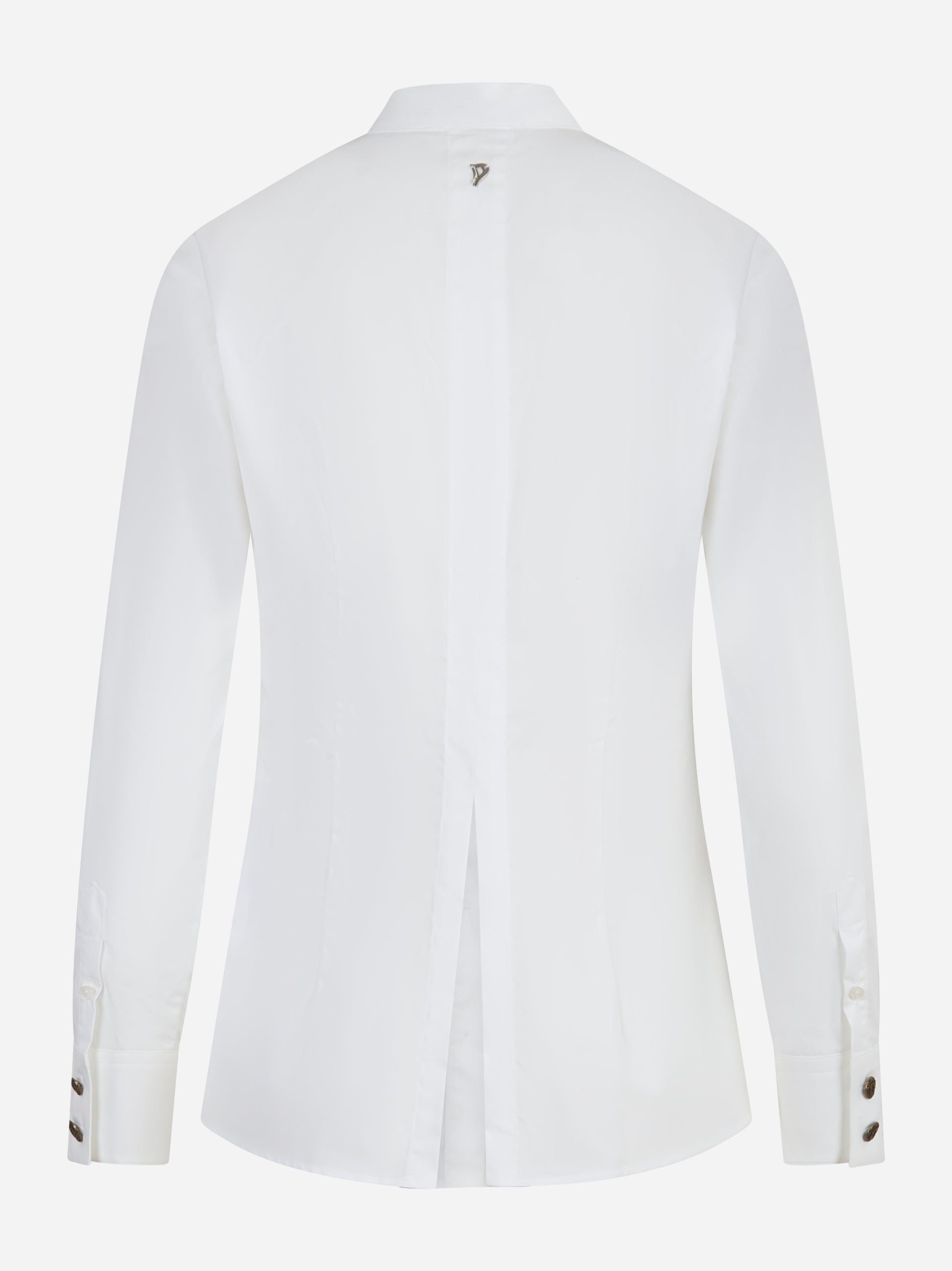 Retro della camicia slim Dondup in popeline bianco con spacco centrale e placchetta logo