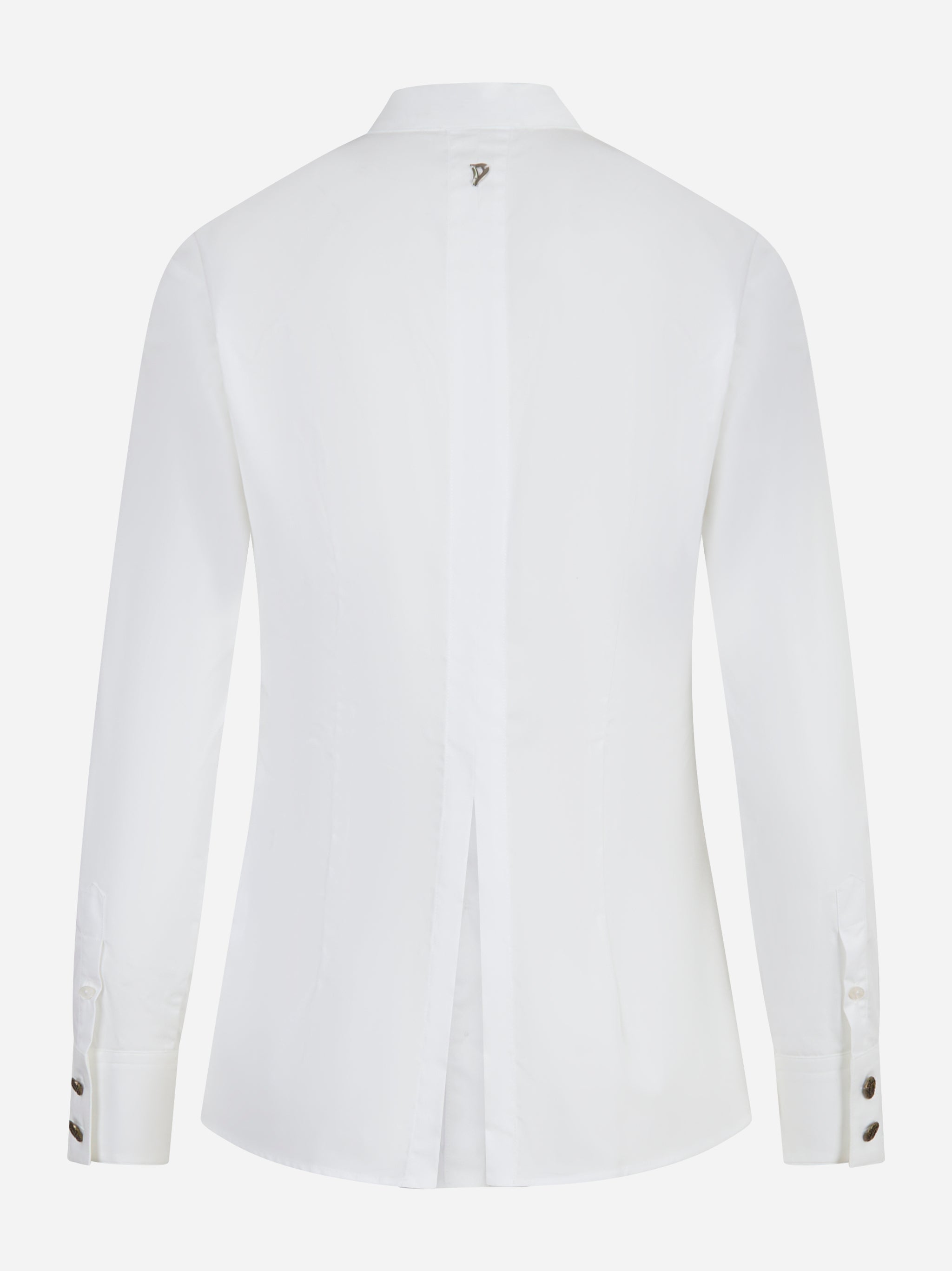 Retro della camicia slim Dondup in popeline bianco con spacco centrale e placchetta logo