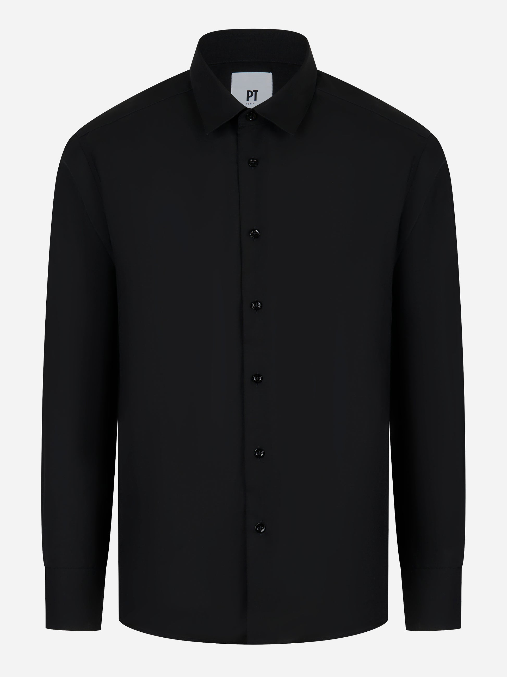 Camicia regular nera in lana vergine PT Torino - fronte