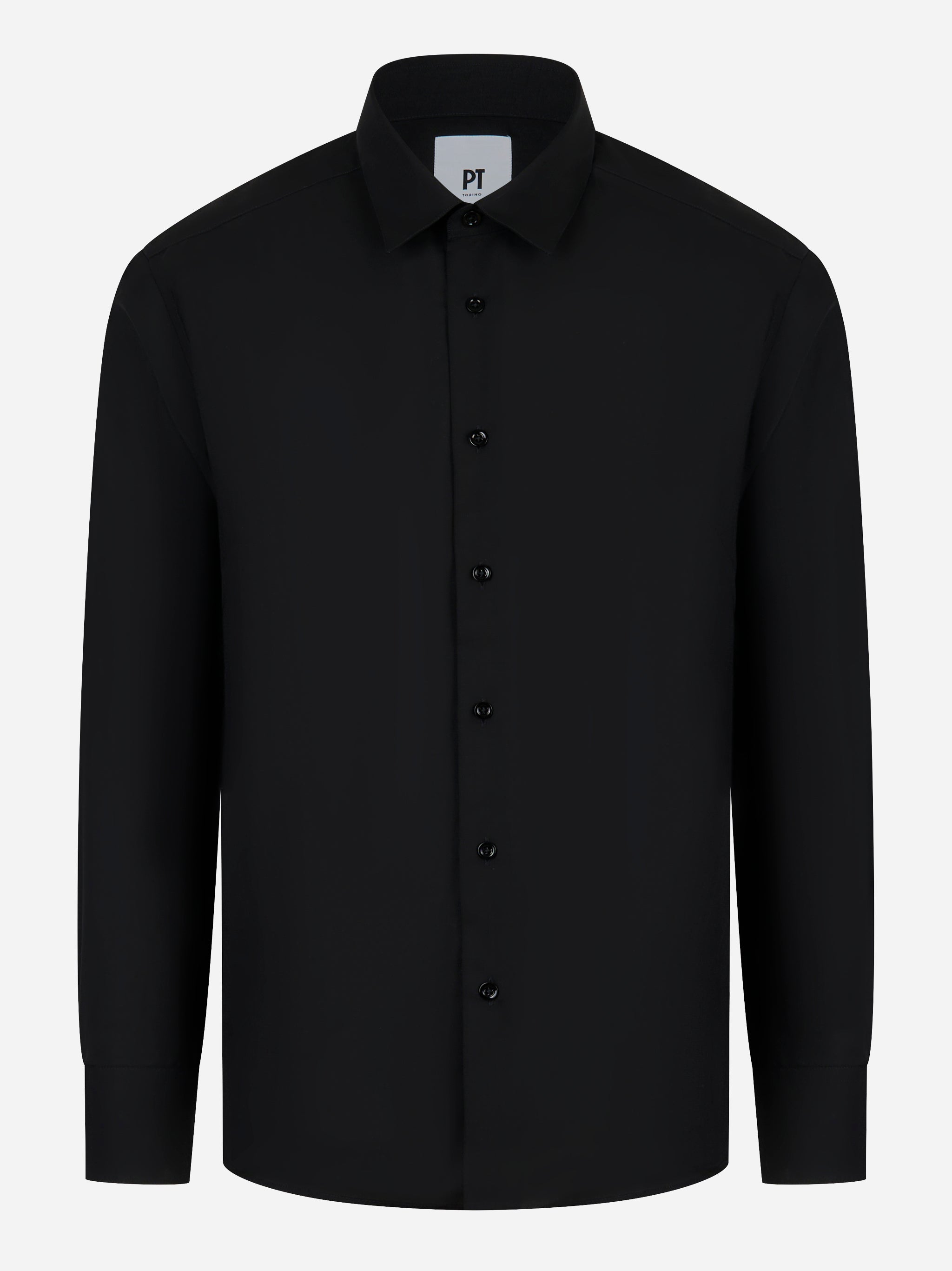 Camicia regular nera in lana vergine PT Torino - fronte