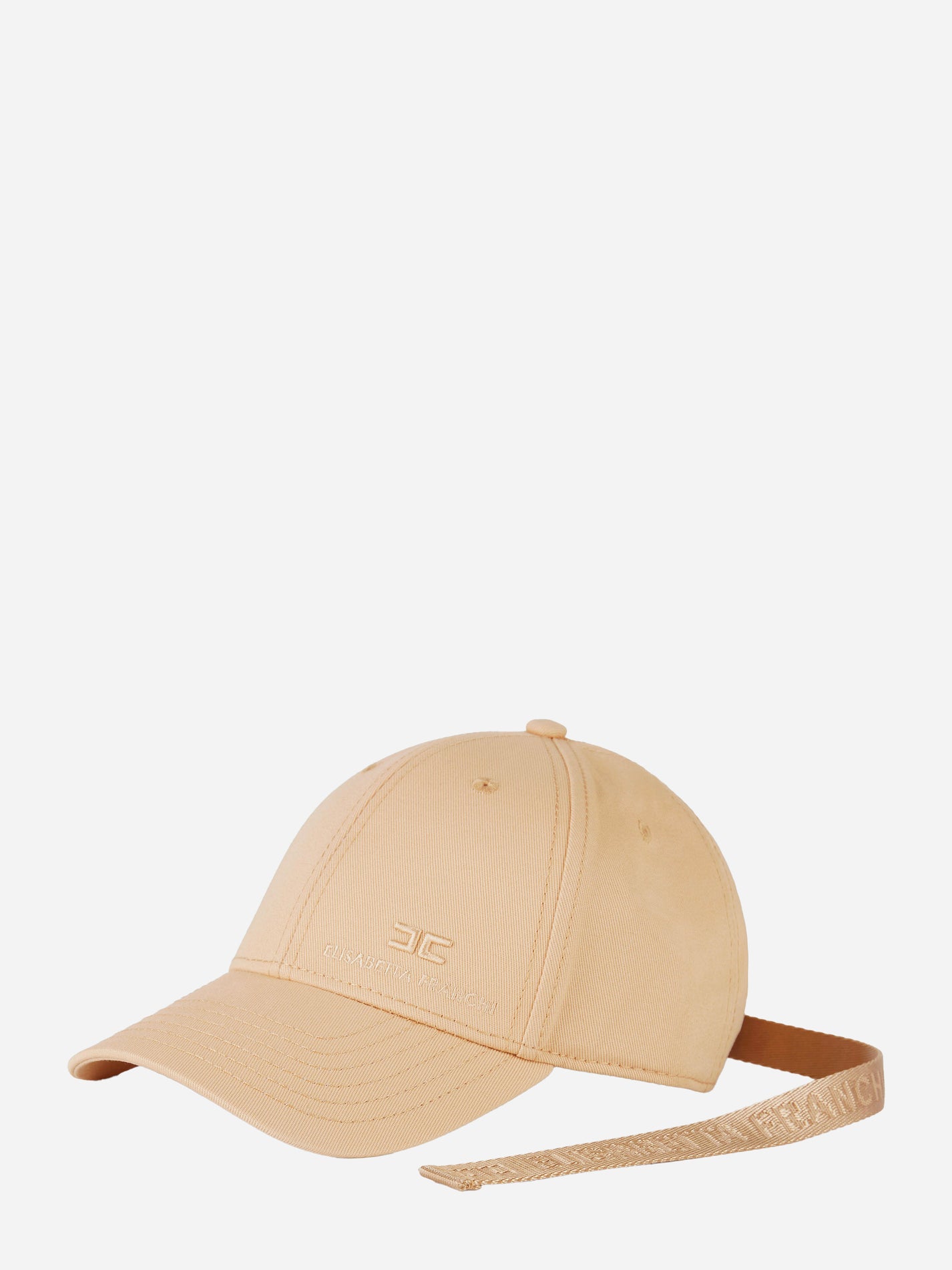 Cappello baseball beige Elisabetta Franchi con logo ricamato - vista angolare