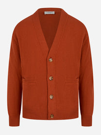 Cardigan LANEUS in lana merinos e cashmere ruggine - vista frontale
