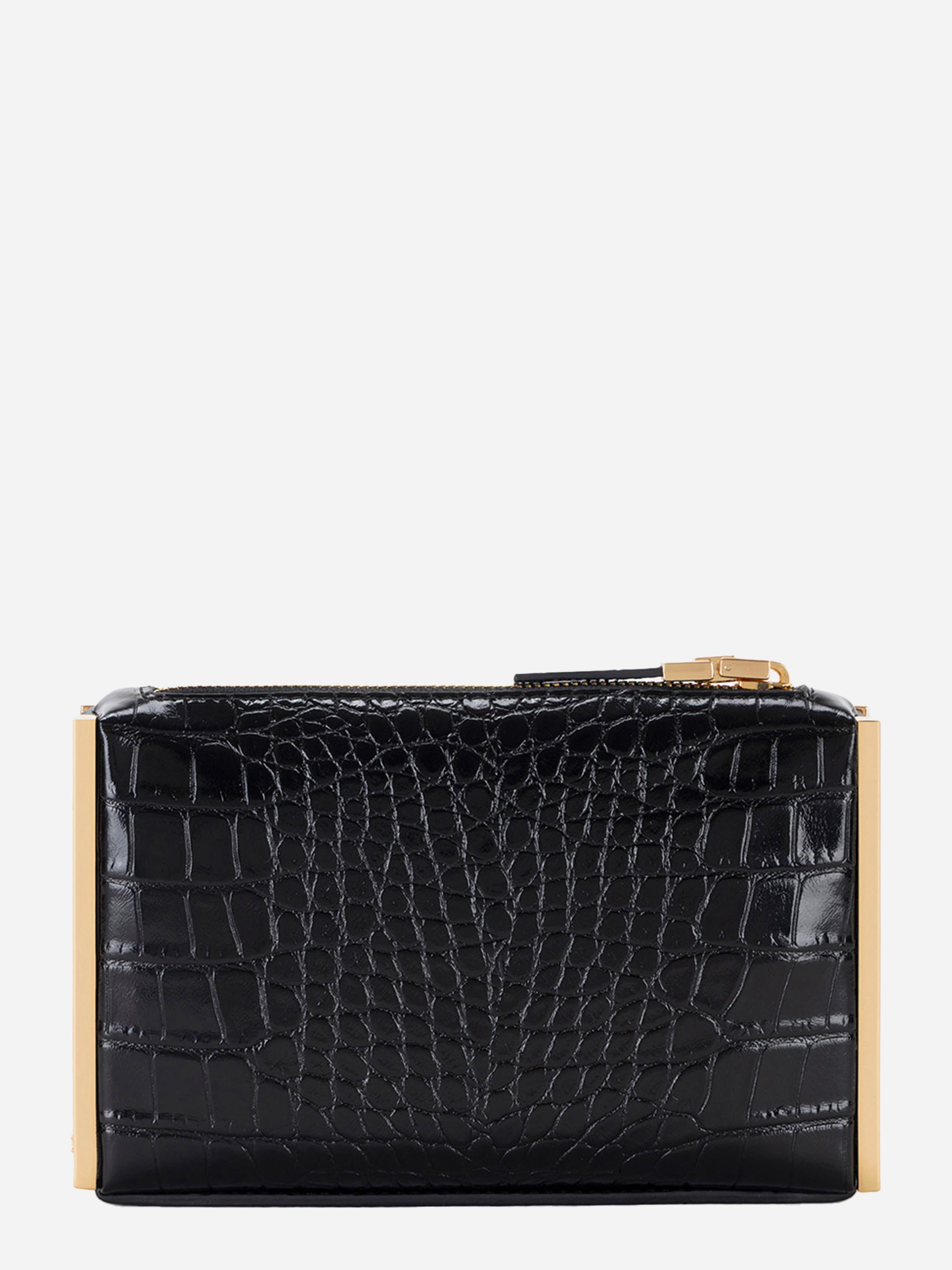 Retro della clutch Elisabetta Franchi nera lucida