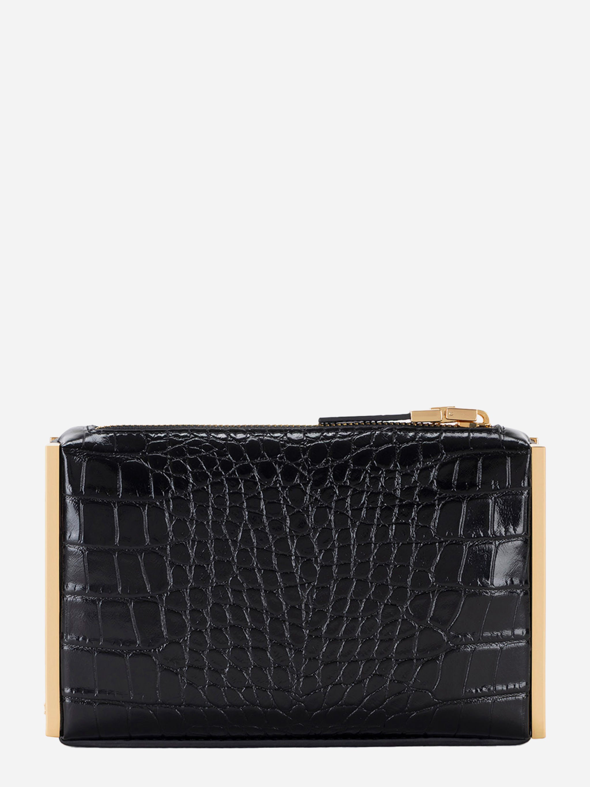 Retro della clutch Elisabetta Franchi nera lucida