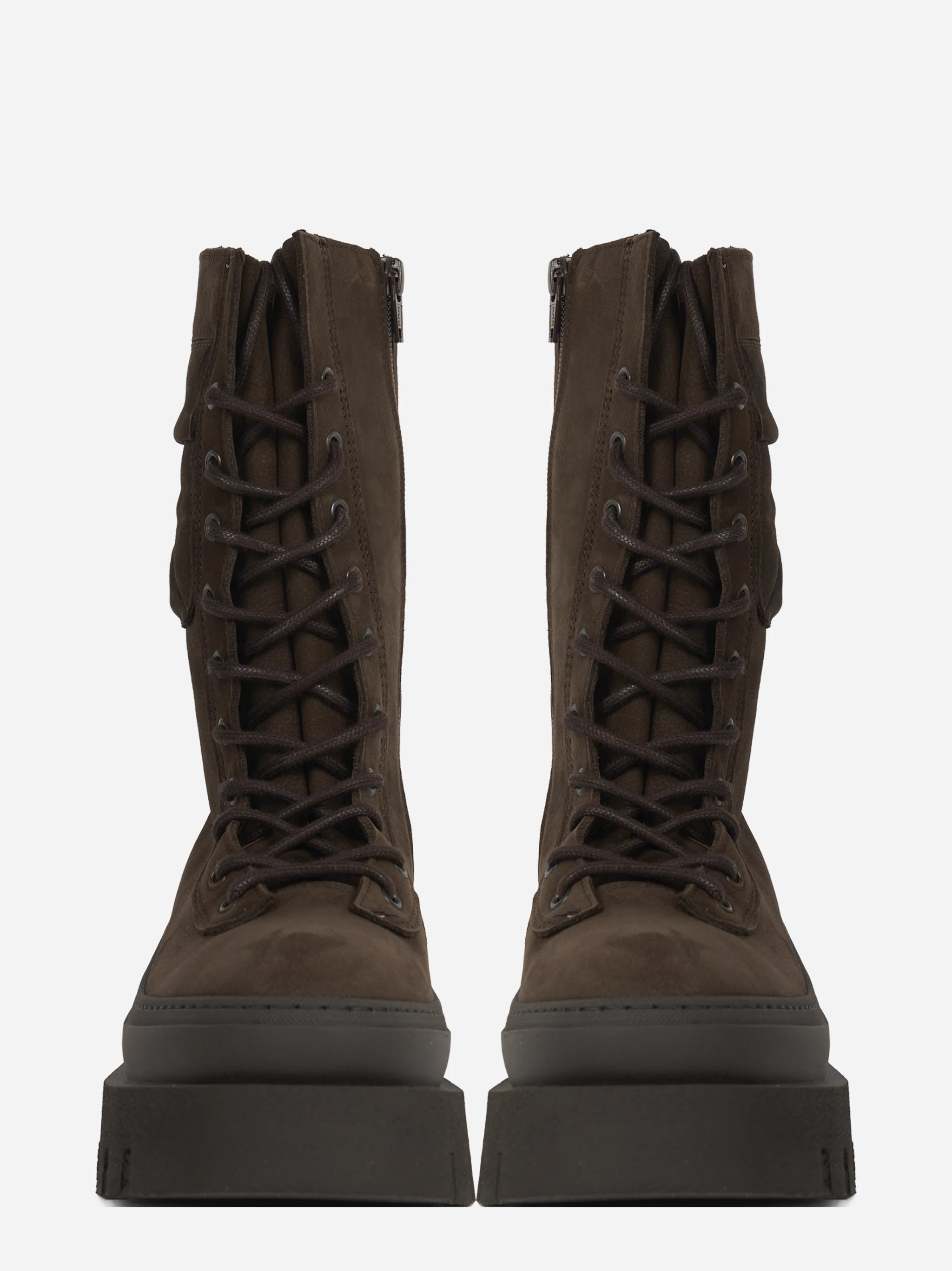 Stivale stringato CPH691 in nabuk chocolate - vista frontale