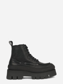 Stivaletto stringato CPH697 in pelle nera - vista laterale