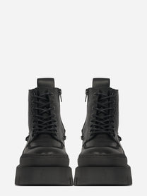Stivaletto stringato CPH697 in pelle nera - vista frontale