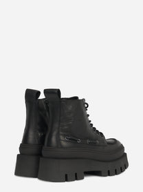 Stivaletto stringato CPH697 in pelle nera - vista laterale della coppia