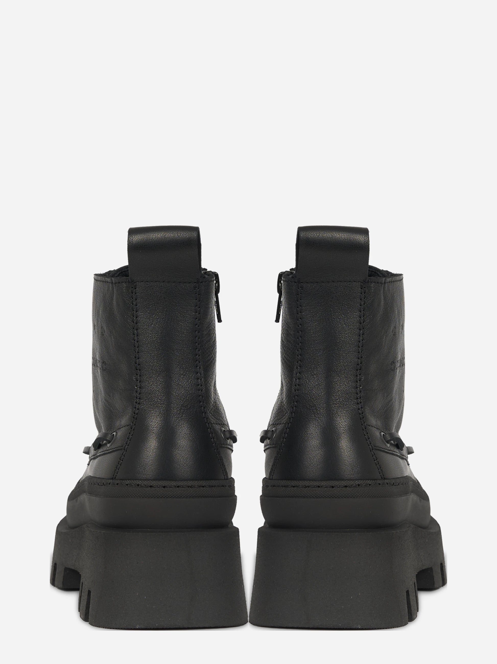 Stivaletto stringato CPH697 in pelle nera - vista posteriore