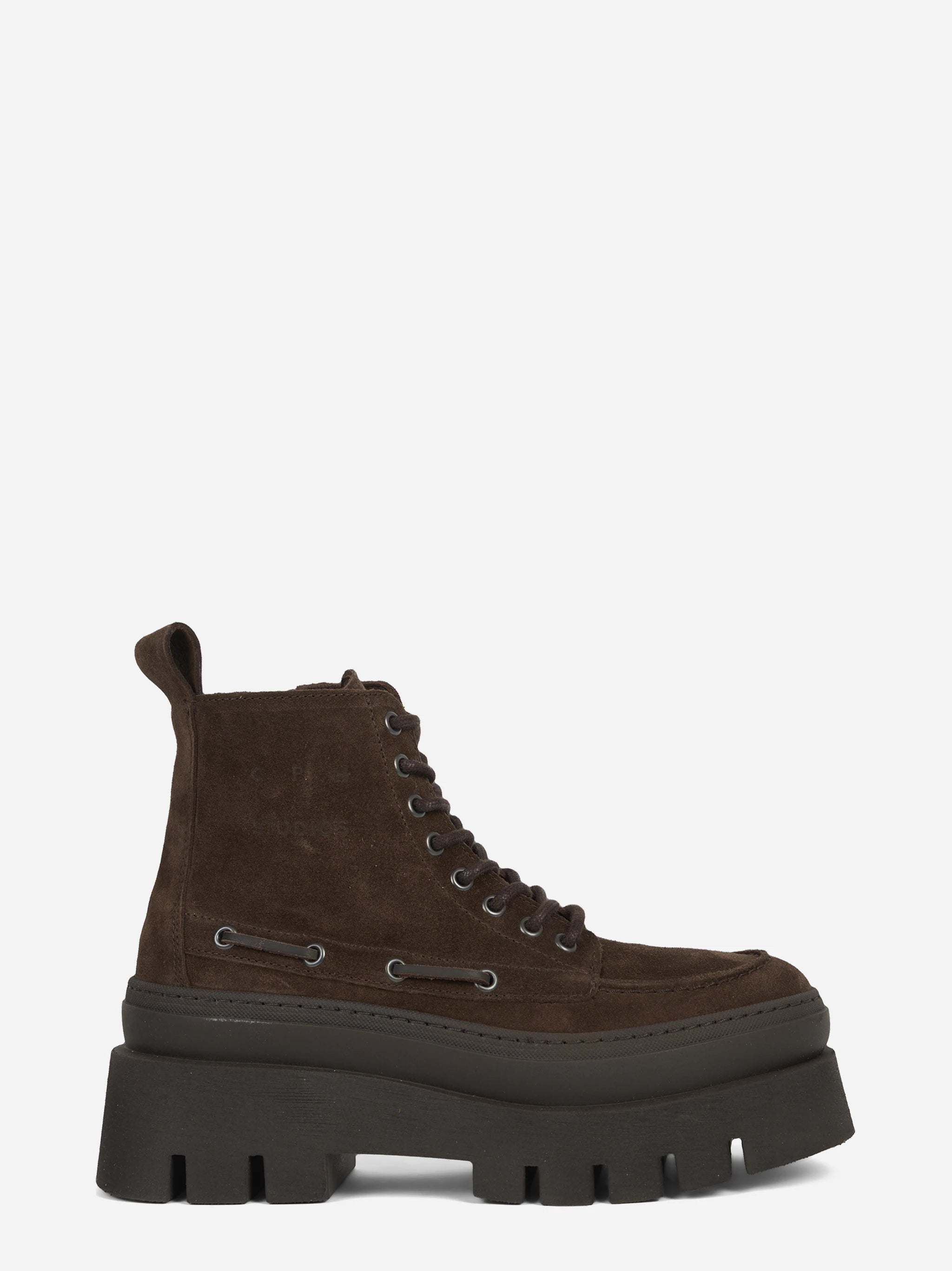 Stivaletto stringato CPH697 in camoscio chocolate - vista laterale