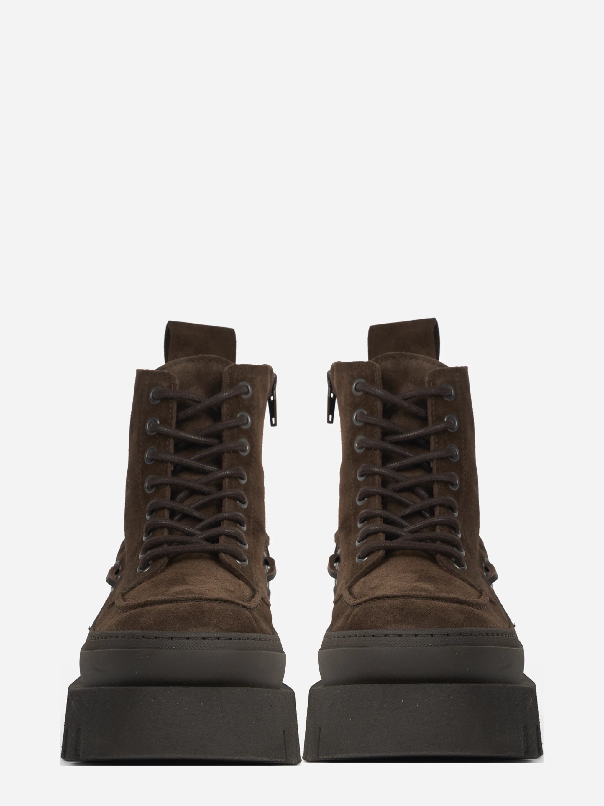 Stivaletto stringato CPH697 in camoscio chocolate - vista frontale