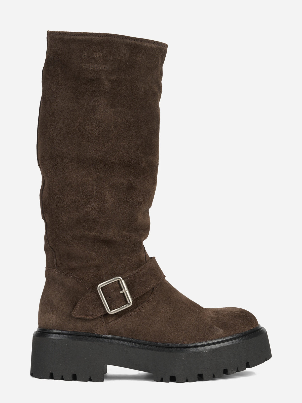 Stivale biker in suede marrone - vista laterale
