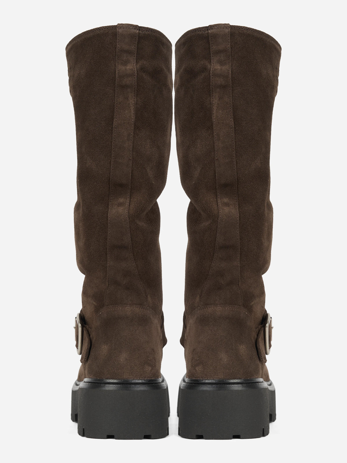 Stivale biker in suede marrone - vista posteriore