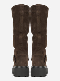 Stivale biker in suede marrone - vista posteriore