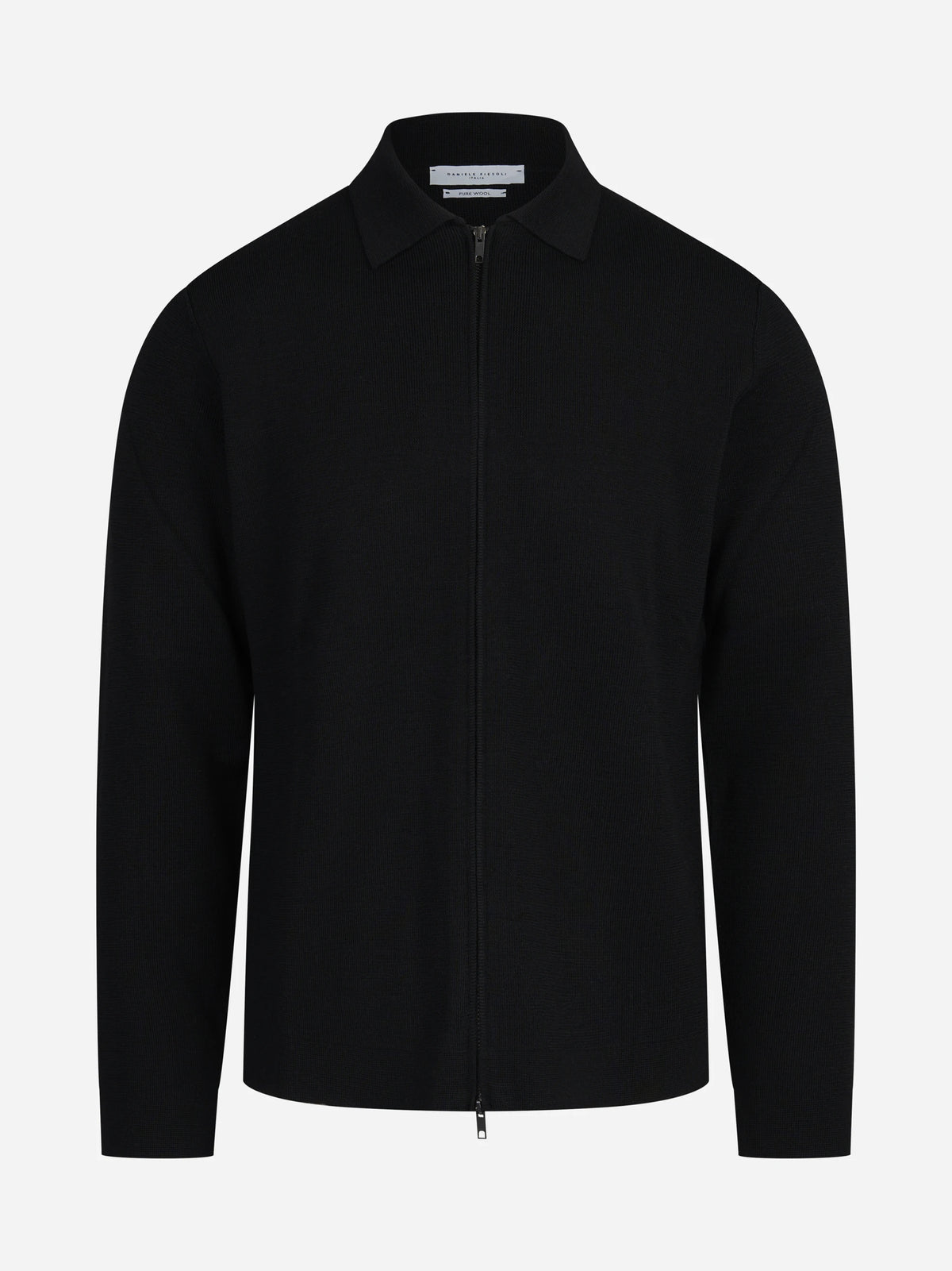 Cardigan con zip in lana nero - vista frontale