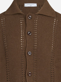 Cardigan camicia a punto legaccio marrone - vista posteriore