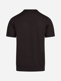 Maglia a maniche corte in lana marrone - dettaglio del prodotto