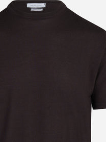 Maglia a maniche corte in lana marrone - vista posteriore