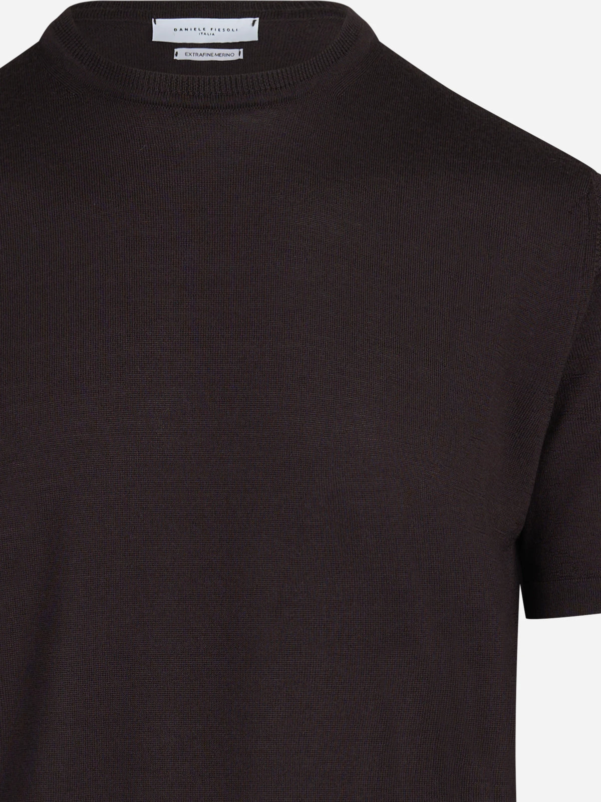 Maglia a maniche corte in lana marrone - vista posteriore