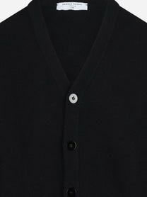 Cardigan in piquet lana e cashmere nero - vista posteriore