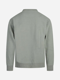 Maglia paricollo in piquet lana e cashmere verde - dettaglio del prodotto