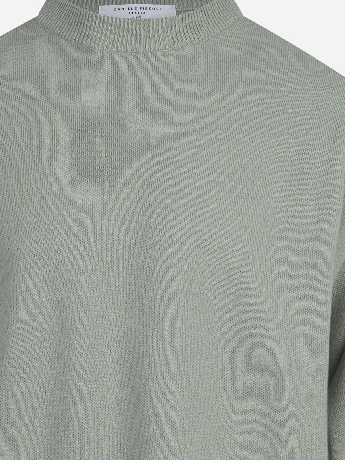 Maglia paricollo in piquet lana e cashmere verde - vista posteriore