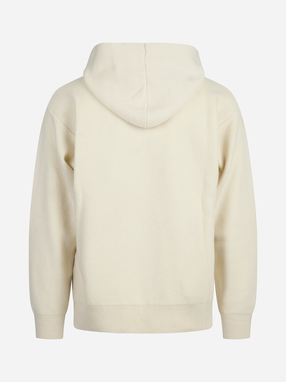 Felpa in maglia con cappuccio lana e cashmere bianco - dettaglio del prodotto