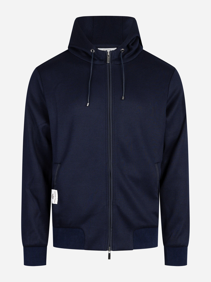 Felpa con cappuccio e zip blu DEVORE - vista frontale