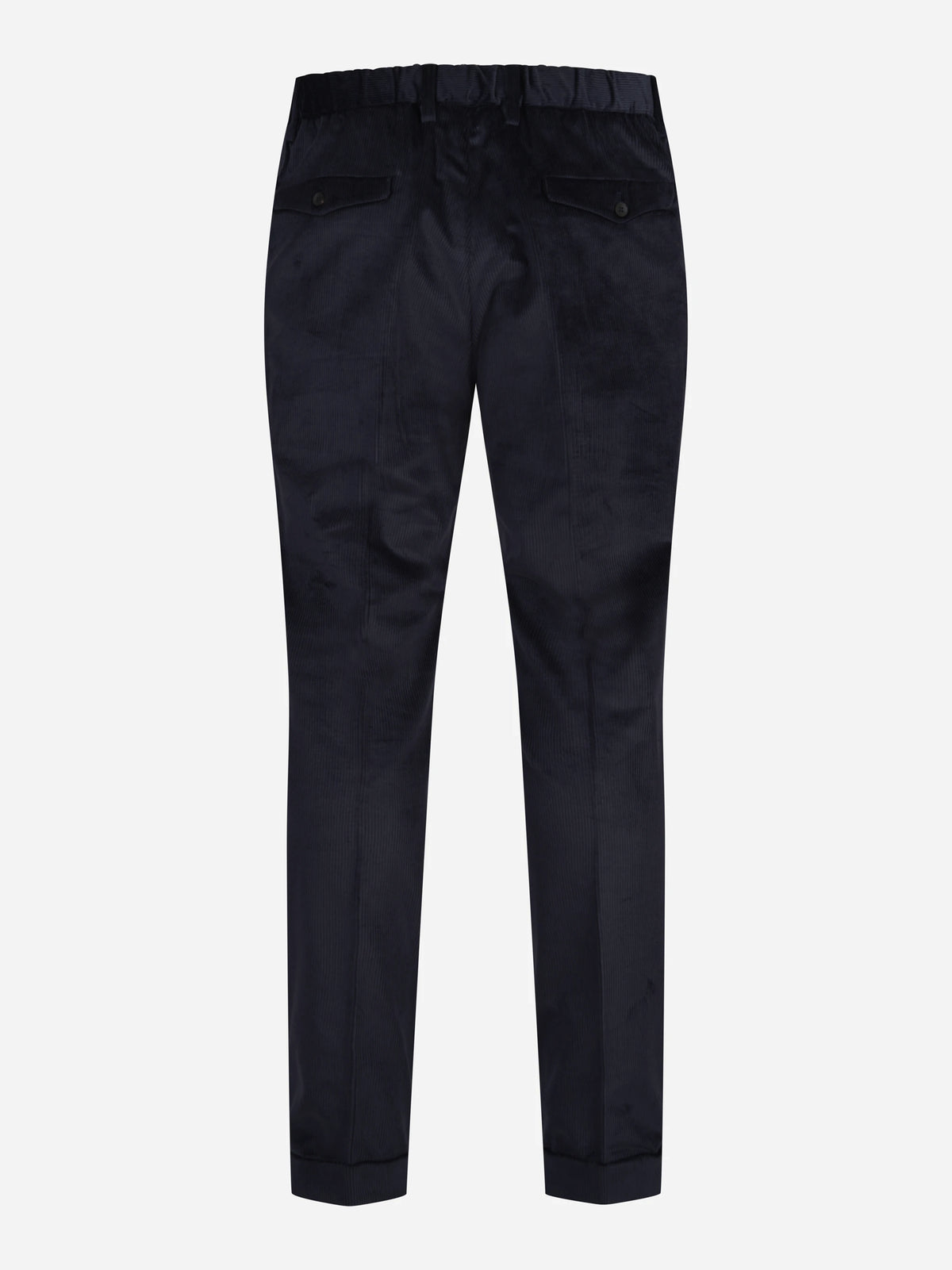 Pantaloni in velluto con vita elasticizzata blu - vista posteriore